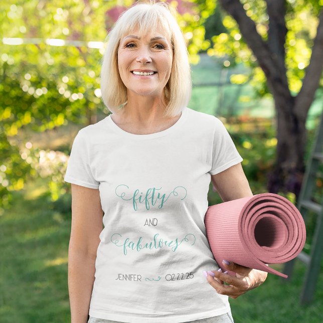 Aquamarin Gray 50 und fabelhafter Geburtstag T-Shirt (Von Creator hochgeladen)