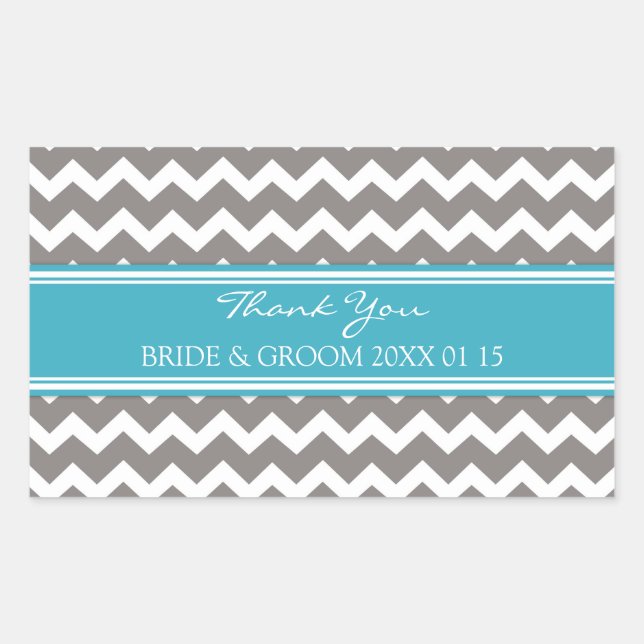 Aquamarin Gray Zickzack Vielen Dank Gastgeschenk H Rechteckiger Aufkleber (Vorderseite)