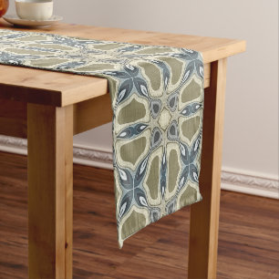 Aquamarin Green Blue Gray Ochre Angesagter Bohemis Kurzer Tischläufer