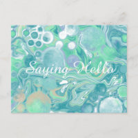 Aquamarin Green Blue Marble Fluid Art Hallo