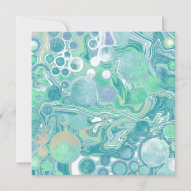 Aquamarin Green Blue Marble Fluid Art Vielen Dank (Vorderseite)