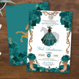 Aquamarin Green Blue Rose Charro Vestidos Quincean Einladung