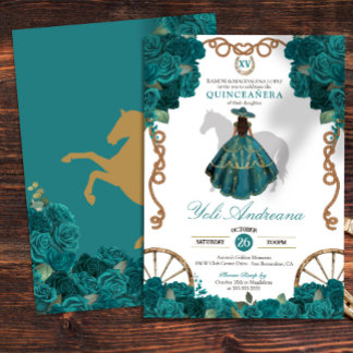 Aquamarin Green Blue Rose Western Charro Quince Einladung