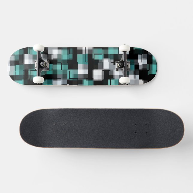 Aquamarin Green Blue Schwarz-weiß Trendsetter Kari Skateboard (Horizontal)