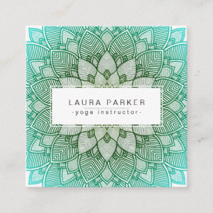Aquamarin Green Lotus Mandala Yoga Medizin Holisti Quadratische Visitenkarte