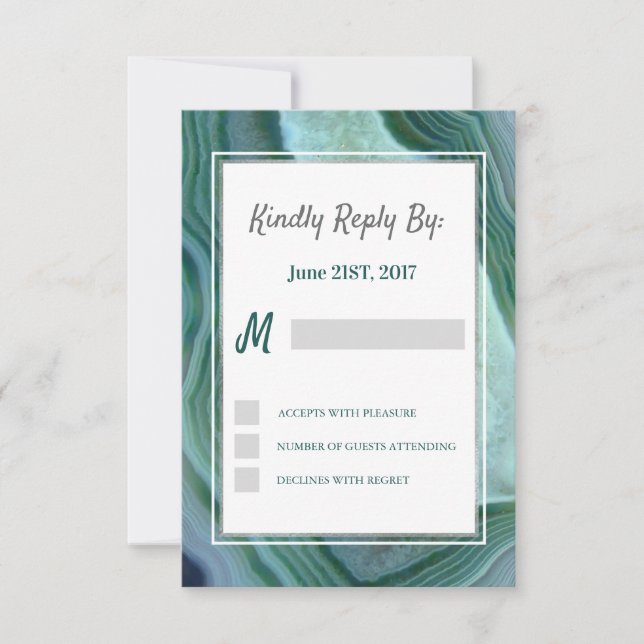 Aquamarin Green - Silver Geode Agate UAWG RSVP Karte (Vorderseite)