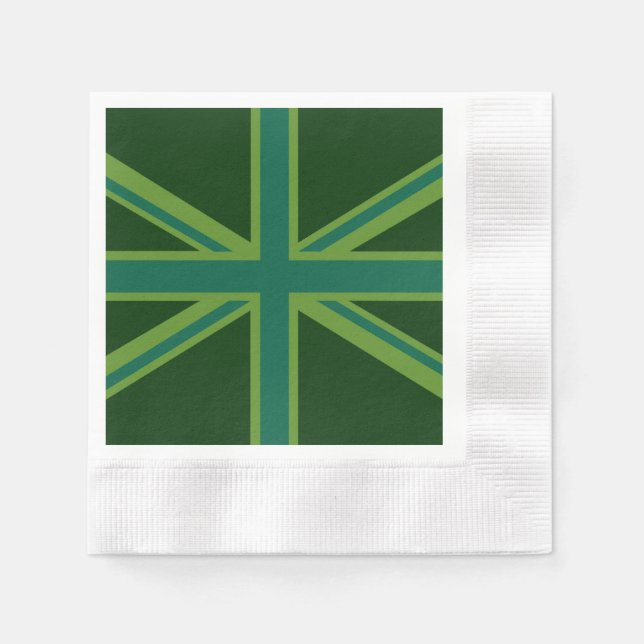 Aquamarin Green UK Union Jack Decor Serviette (Vorderseite)
