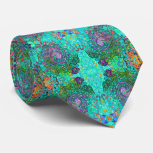 Aquamarin Groovy Abstrakter Retro Flüssigkeitswirb Krawatte