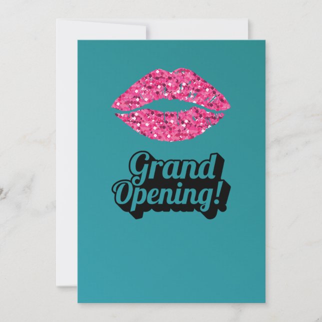Aquamarin Grüne Lippen Beauty Salon Grand Opening Einladung (Vorderseite)