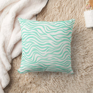 Aquamarin grüne Wasserfarbe Zebra Print Kissen