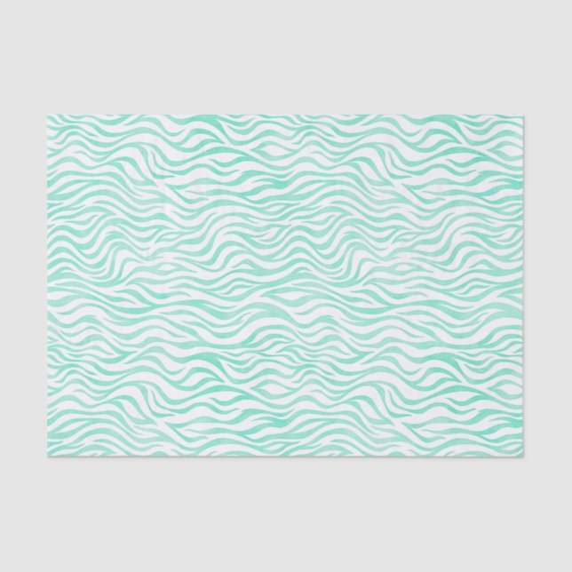Aquamarin grüne Wasserfarbe Zebra Print Seidenpapier (Vorderseite)