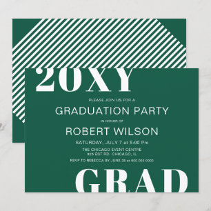 Aquamarin-grüne weiße Fetttypografie-Graduierungsp Einladung