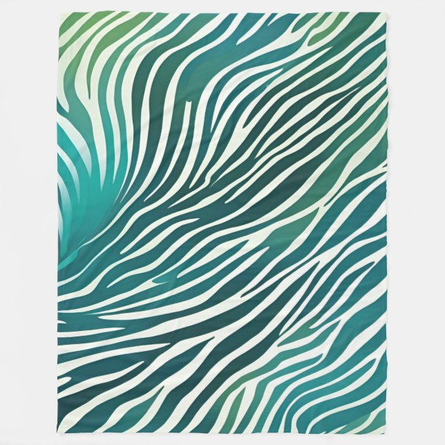 Aquamarin grüne Zebra Streifen  Blankette Fleecedecke (Vorderseite)