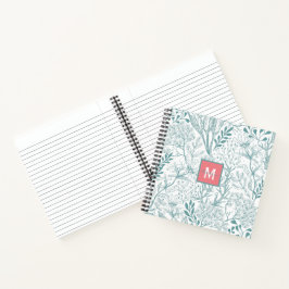 Aquamarin-Grüner Frühlingsholz-Monogramm Notizbuch