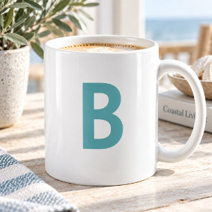 Aquamarin grüner Großbuchstabe Modernes Monogramm Kaffeetasse
