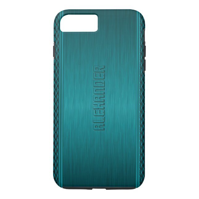 Aquamarin-grüner Metallbürstenlook Case-Mate iPhone Hülle (Rückseite)