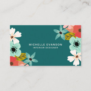 Aquamarin grüner moderner Blumenladen Blume Visitenkarte