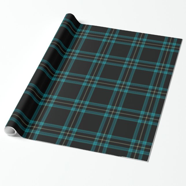 Aquamarin-grüner Tartan Kariert Geschenkpapier (Ungerollt)