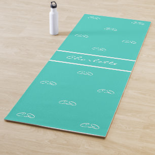 Aquamarin-grüner weißer Monogramm-Initialname Yogamatte