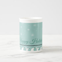 Aquamarin Happy Holidays Knochen China Tasse