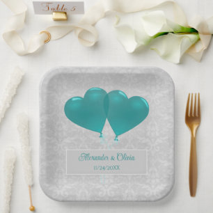 Aquamarin Heart Balloons Polterabend Paper Teller