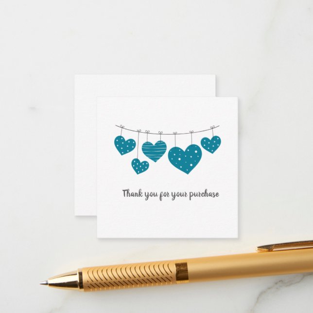 Aquamarin Heart Dankeschön-Karte Begleitkarte (Vorderseite/Rückseite Beispiel)