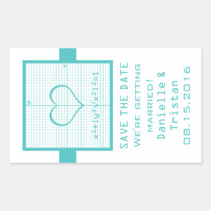 Aquamarin Heart Mah Graph Save the Date Stickers
