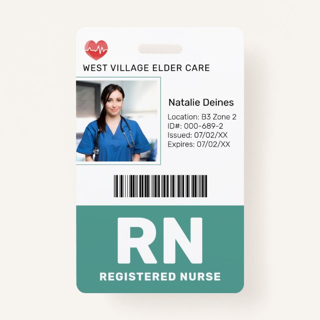 Aquamarin | Hospital Medical Employee Foto ID Abze Ausweis (Vorderseite)