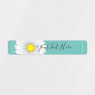 Aquamarin Hübsches kleines Daisy-Rectangle Etiketten