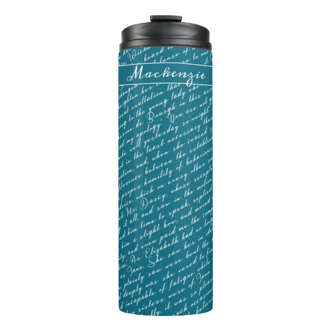 Aquamarin Jane Austen Pride Prejudice Thermosbecher (Vorderseite)