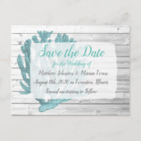Aquamarin Koralle Personalisiert Save the Date Pos