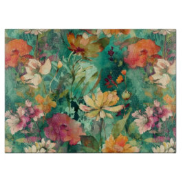 Aquamarin, Korallen und Mauve Modernes Kunstglas Schneidebrett