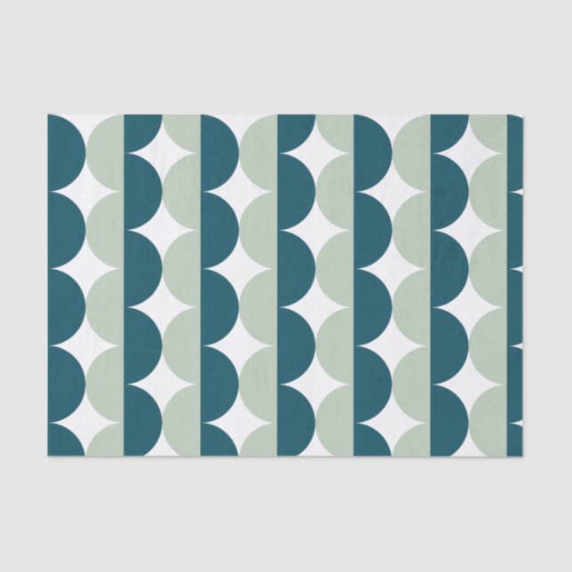 Aquamarin Light Blue Mitte Jahrhundert Moderne Wav Seidenpapier (Vorderseite)