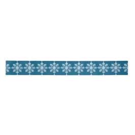 Aquamarin Light Blue White Snowflakes Weihnachten Satinband