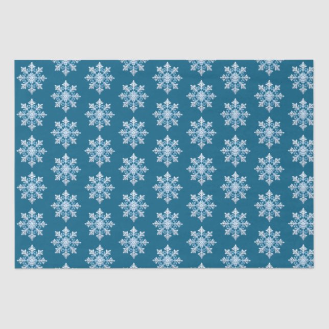 Aquamarin Light Blue White Snowflakes Weihnachten Seidenpapier (Vorderseite)