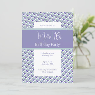 Aquamarin Lila Magnolia Lila Süße 16. Geburtstag Einladung