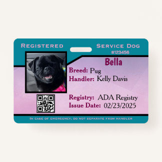 Aquamarin/Lila Service-Hund-ID-Abzeichen Ausweis