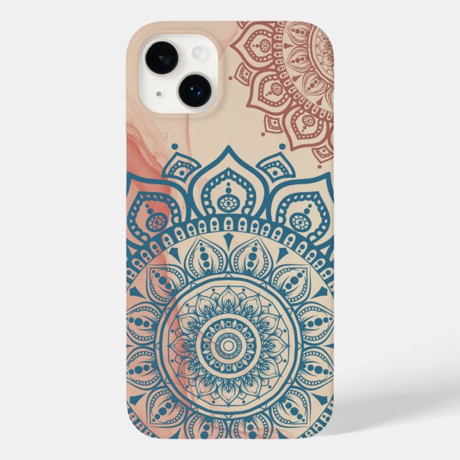 Aquamarin Mandala Case-Mate iPhone Hülle (Rückseite)