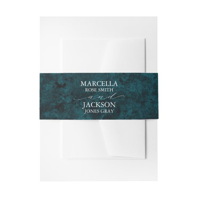 Aquamarin & marble Agate Wedding Einladungsbanderole (Vorderseite Beispiel)