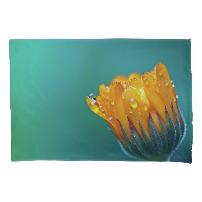 Aquamarin Marigold Floral Kissenbezug (Vorderseite)