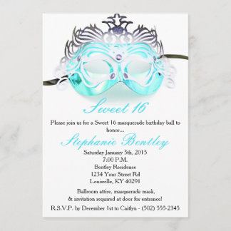 Aquamarin Masquerade Zebra Sweet 16 Geburtstag Ein Einladung