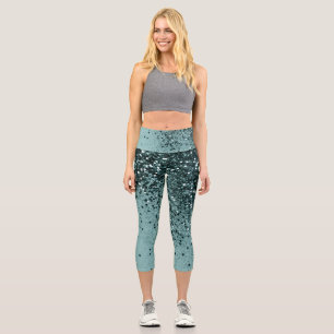 Aquamarin Mermaid Ocean Glitzer #4 (Imitats Glitze Capri Leggings