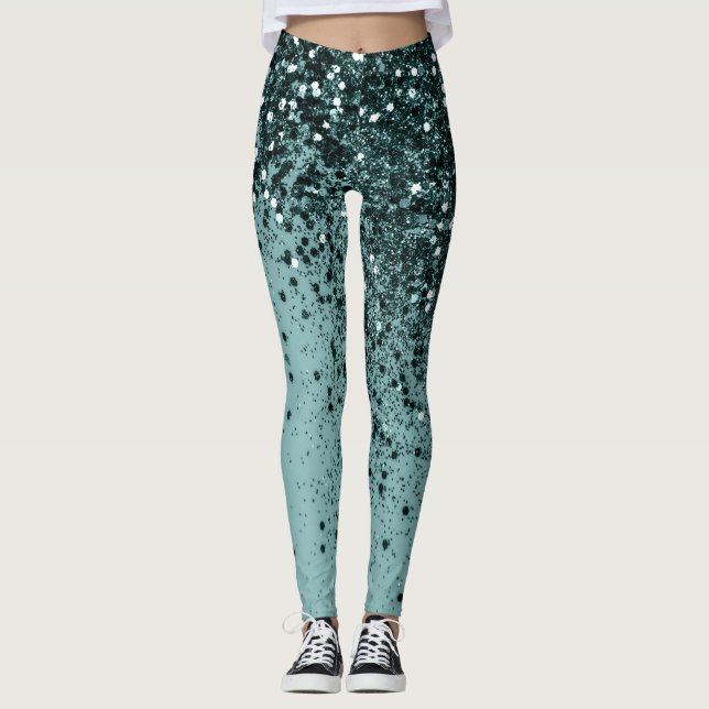Aquamarin Mermaid Ocean Glitzer #4 (Imitats Glitze Leggings (Vorderseite)