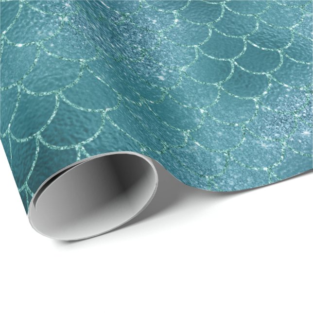 Aquamarin Mermaid Sparkle Geschenkpapier (Rolleneckpunkt)
