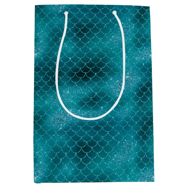 Aquamarin Mermaid Sparkle Mittlere Geschenktüte (Vorderseite)
