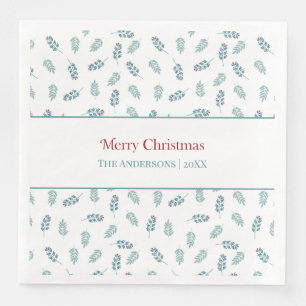 Aquamarin Mistletoe Christmas Serviette