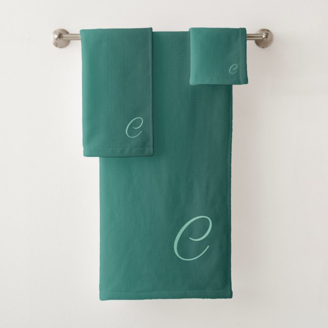 Aquamarin mit benutzerdefinierter Monogramm Badhandtuch Set (Insitu)