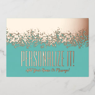 Aquamarin mit der Rosen Gold Foil Glitzy Border Ca Folien Feiertagskarte