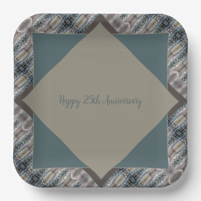 Aquamarin mit graubraun pappteller (Vorderseite)