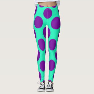Aquamarin mit Lila Polka-Punkten! Leggings